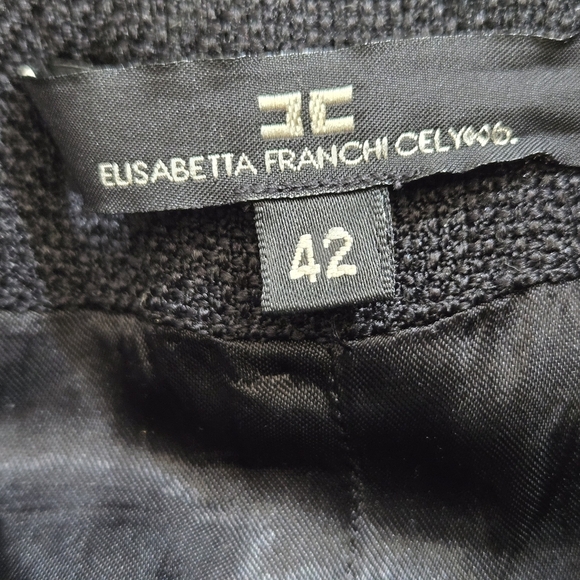 Elisabetta Franchi Italy Black Cropped Silk Lined Blazer Jacket. Size 42/ Sm-m - Picture 10 of 14